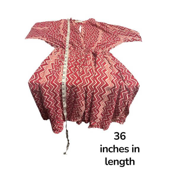 Natalie Martin Red Zigzag Print Wrap Dress – Boho Resortwear Lightweight Midi M - Picture 9 of 9